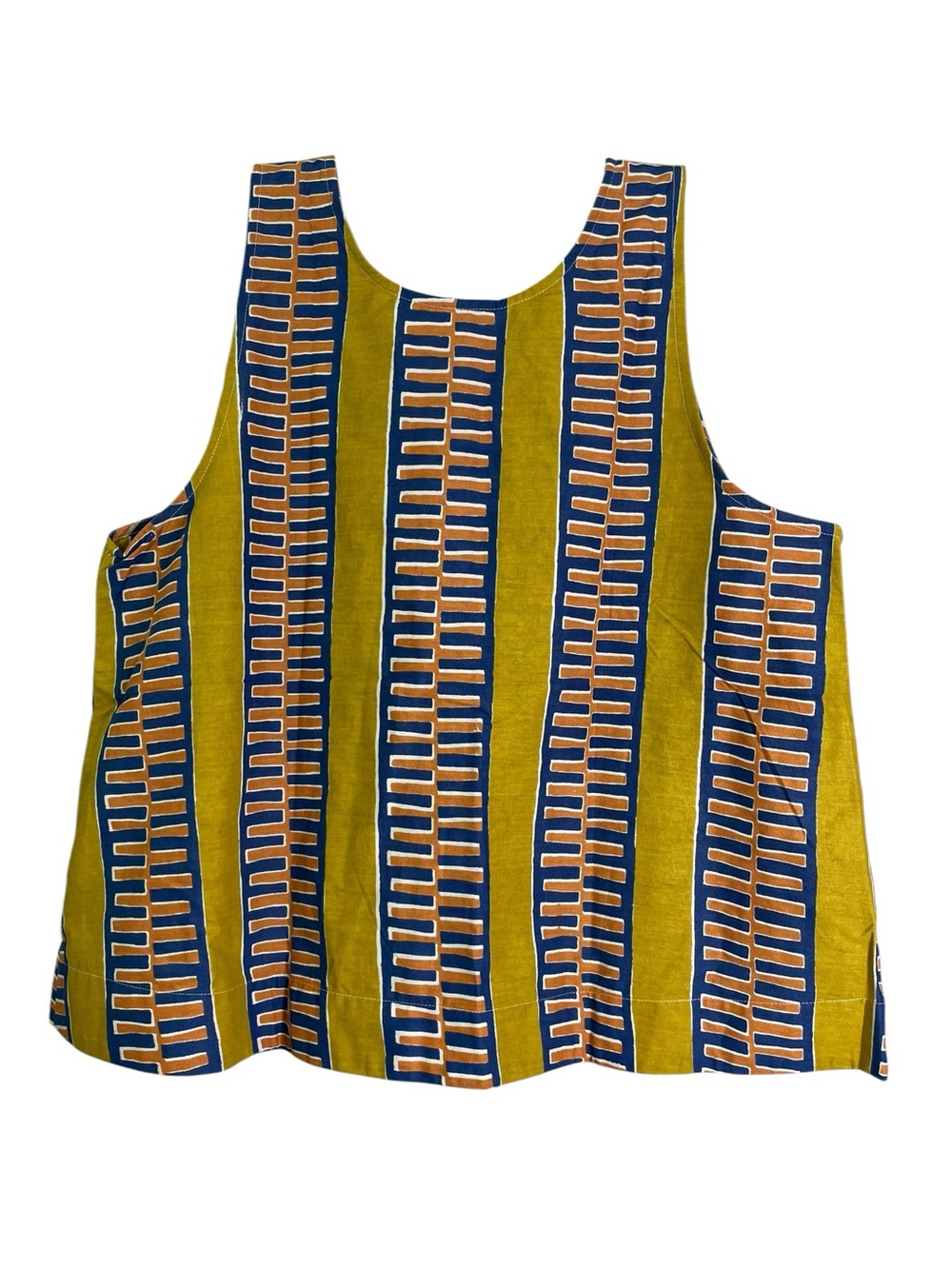 Zuri Kenya Zip Zap Zop Tank Top Yellow Orange Blue XL Cotton Button Reversible - Picture 1 of 11